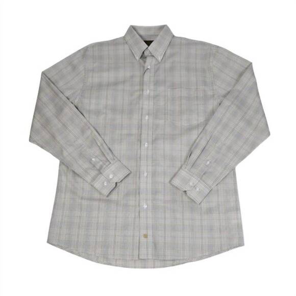NEW F/X FUSION men's plaid sport shirt in ecru multi